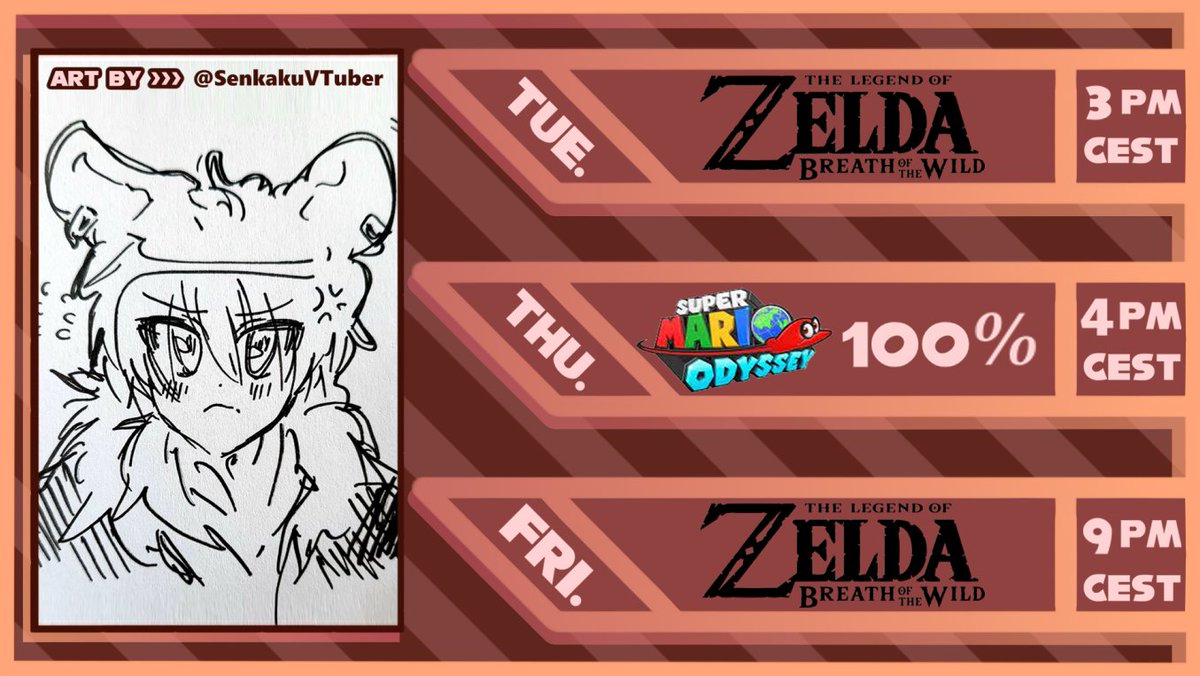 SCHEDULE 11TH - 17TH

We switchin it up!!
i didn't do <a href="/SenkakuVTuber/">💖Senkaku Sen💖</a>'s art enough justice this week so im gonna try one more time.. i'm gonna try my best to stream consistently! (i can't wait to play Zelda :o)

#Vtuber #VTuberUprising #NintendoSwitch