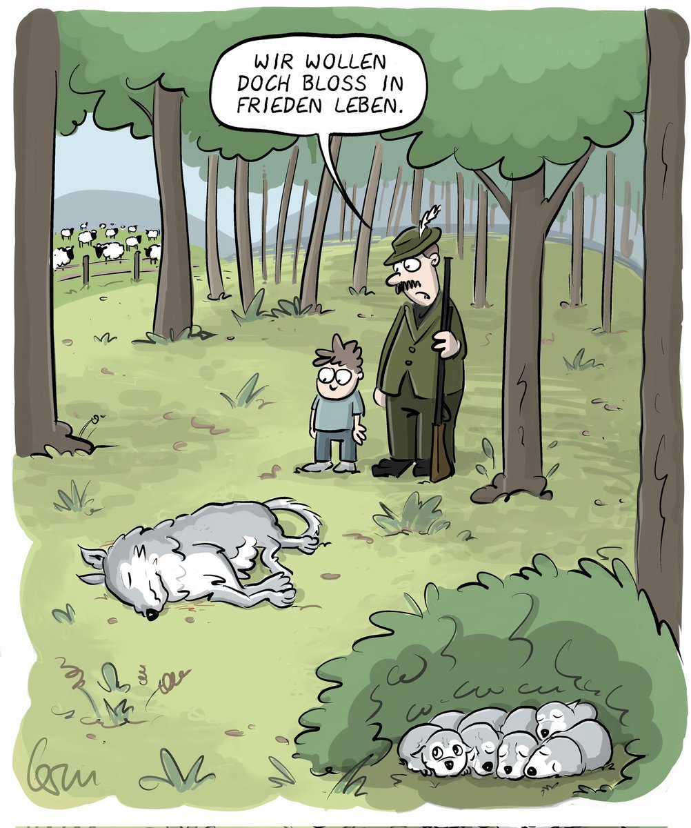 Mal was Anderes....

#cartoon #wolf #welpe #puppy #hunting #jagd #frieden #peace #piece #karikaturenpreis