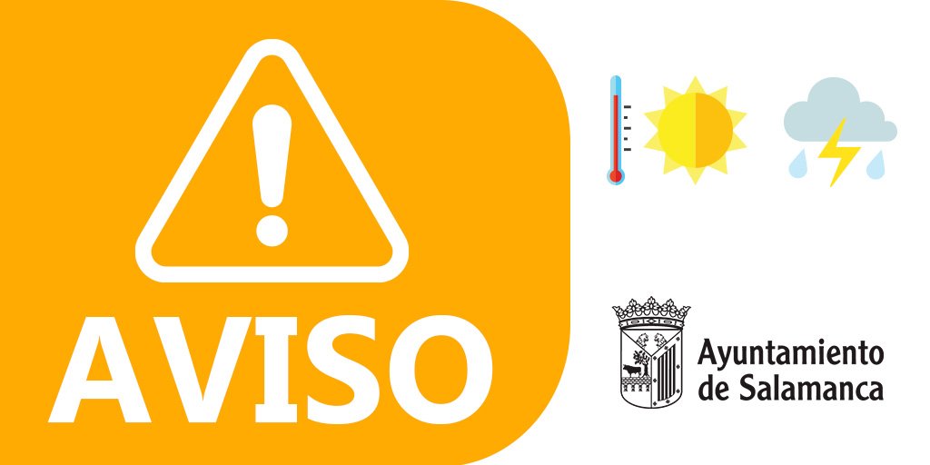 aytoSalamanca's tweet photo. #Salamanca sigue en #AlertaAmarilla por #temperaturas de hasta #38grados durante la jornada de hoy y mañana. Extrememos las medidas ante esta nueva #oladecalor https://t.co/Hn4ZD5505I