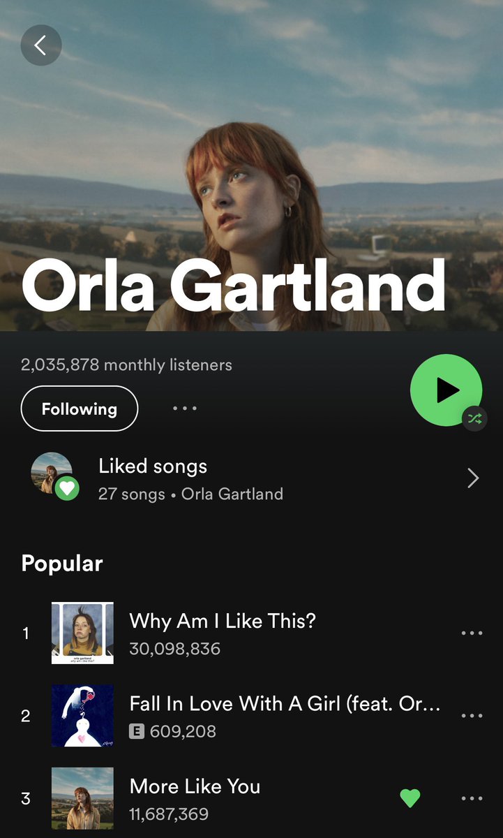 orlagartland's tweet photo. happy 30 milli plays on why am I like this day 🥲 a one-off national holiday. honestly speechless https://t.co/8VwC7faL83