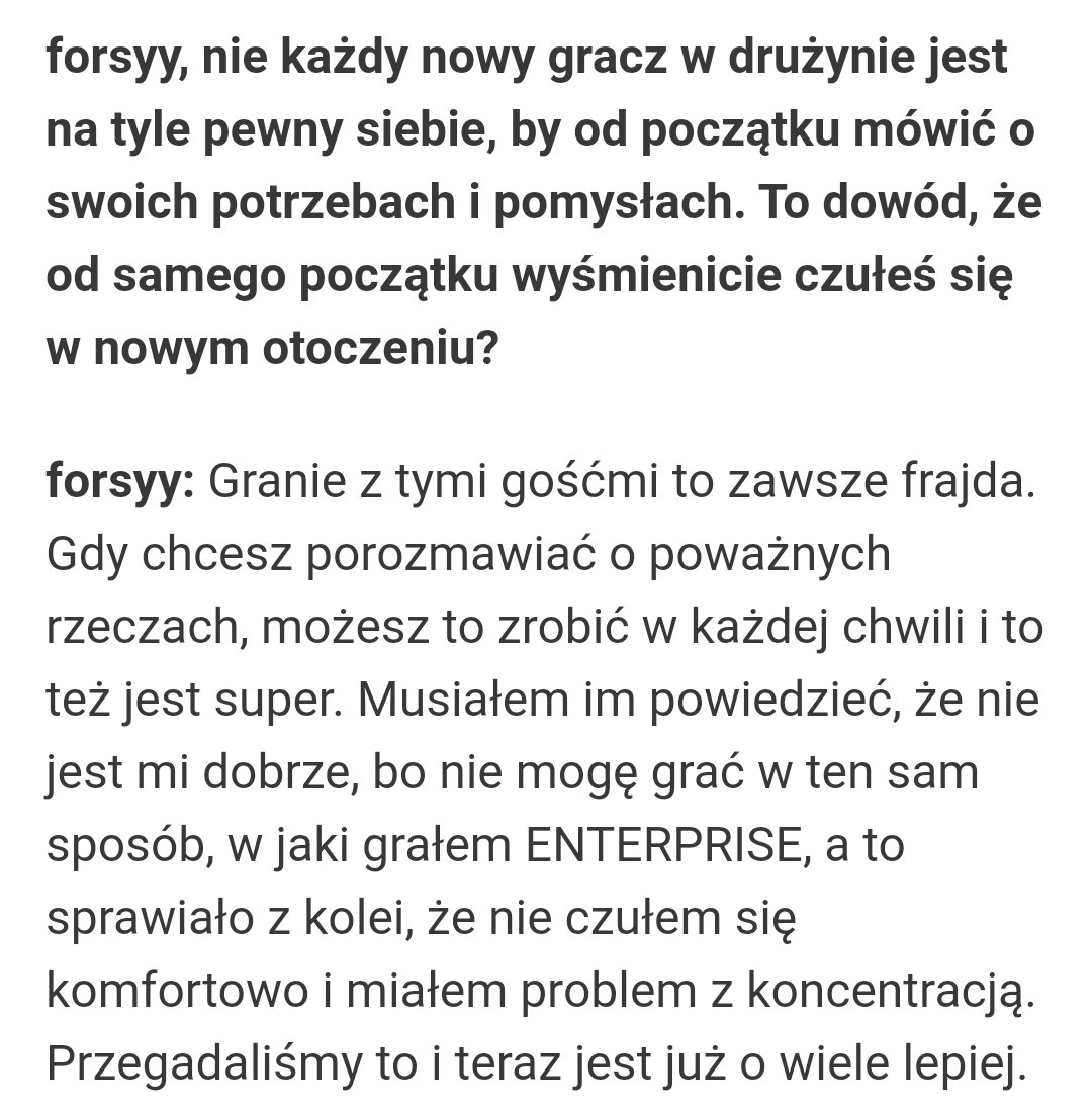 Wici0l's tweet photo. Tu jeszcze jeden fragment wywiadu, który mi osobiście się spodobał. Do przeczytania całości mogę was jak najbardziej zachęcić, link powyżej 🤓 https://t.co/KCp3HZQJlT