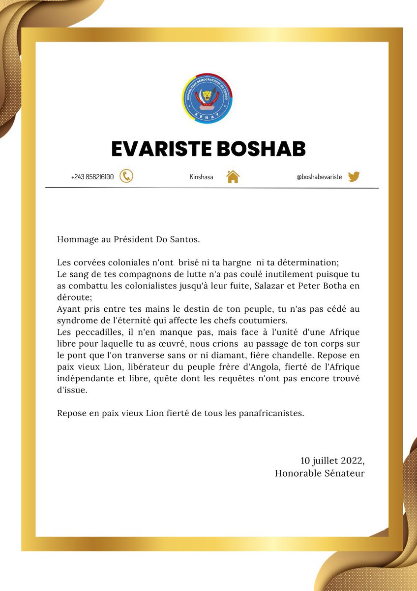 BoshabEvariste's tweet photo. Hommage au Président Do Santos. #ripdosantos #angola #congo #boshab https://t.co/zGBp6c3b0O