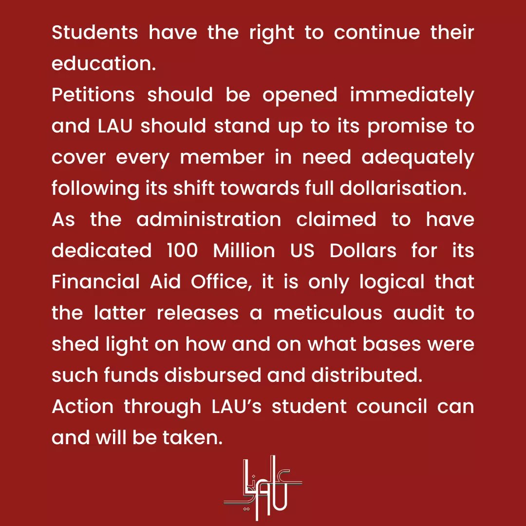 Lau_secular's tweet photo. Statement regarding the financial aid decisions. https://t.co/Ts8q3CaXjF