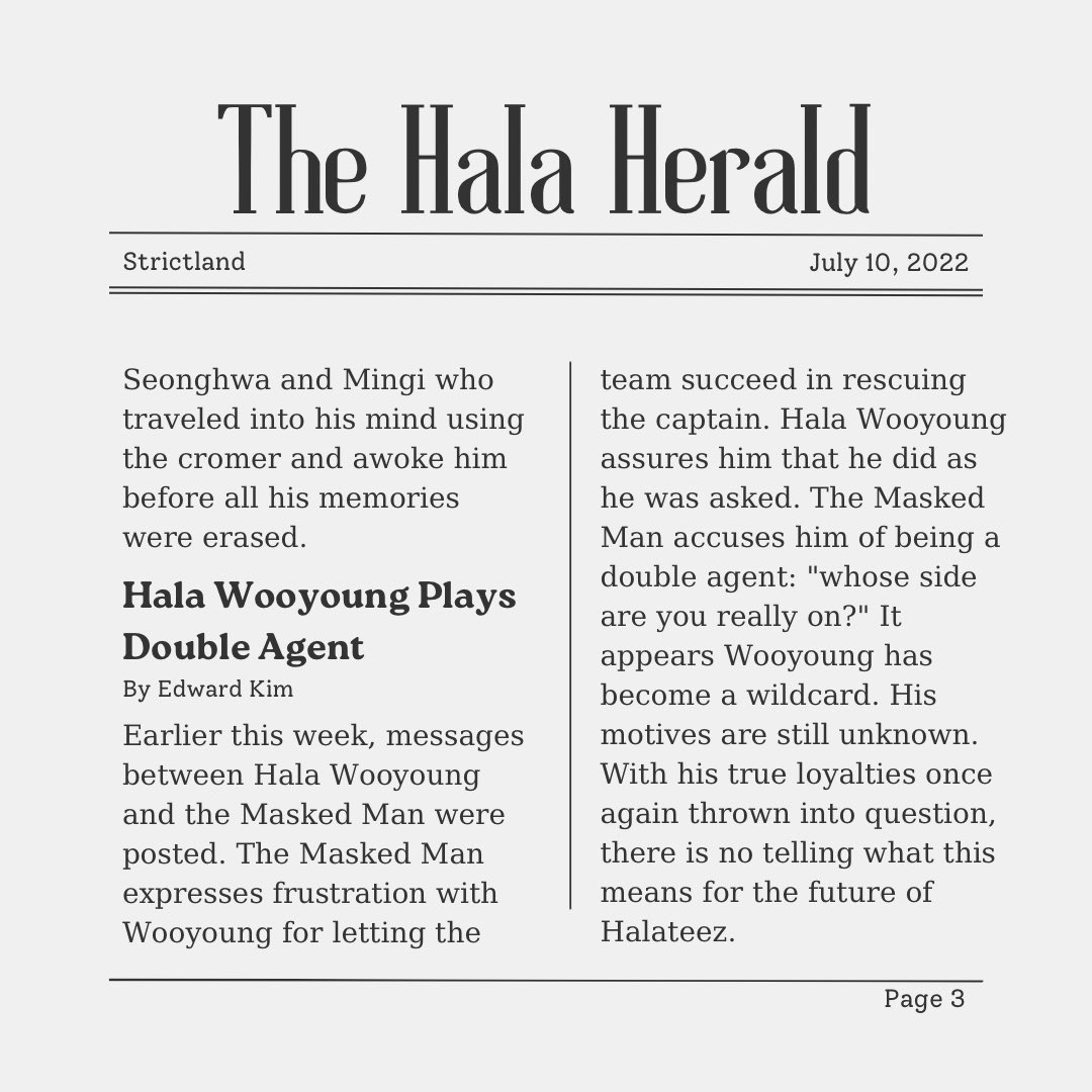 Ha1aReporter's tweet photo. [📰] Sunday: 07.10.22

The Captain is Back!!

#HalaHerald #HalaUpdate #Halateez #ATEEZ #에이티즈 https://t.co/u5sUFcjWqa