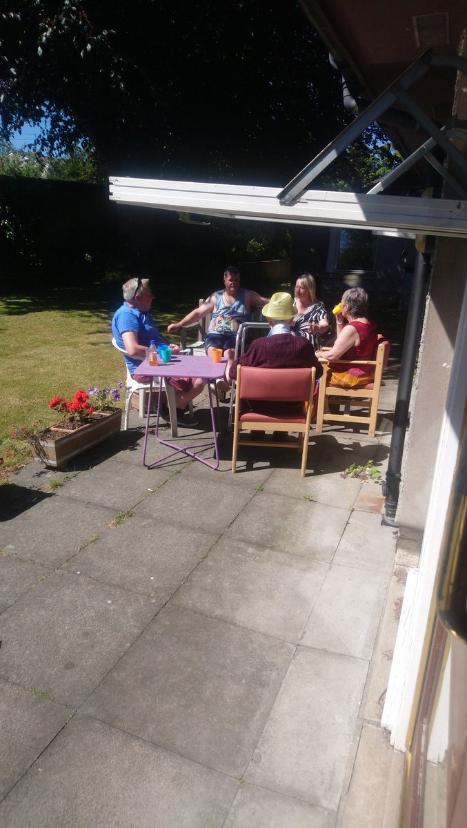 mahriedgar's tweet photo. Outdoors in the sun, residents staff and families. What better way to enjoy your Sunday in the care home @CareInspect @CarersScotland @Jordo881 @helenskinner99 @Salstweeting https://t.co/04U1AmZ6zG