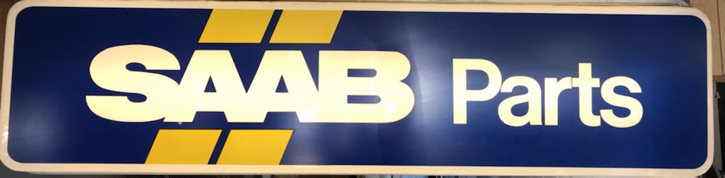 unders_'s tweet photo. Can anyone help me date these SAAB dealership signs? Guessing  late 70’s/80’s? Struggling to find anything in the blue &amp; yellow colour way #saab https://t.co/cparluXKhJ