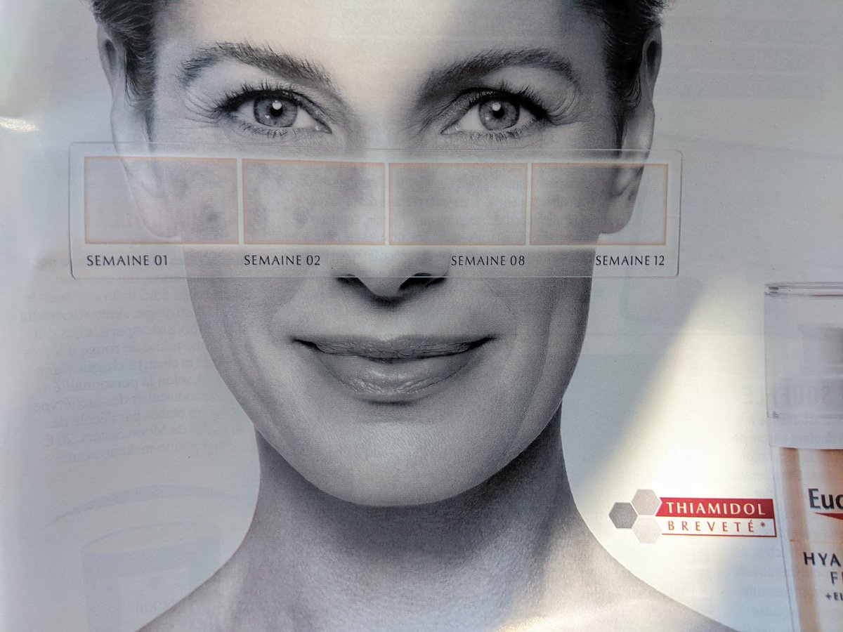 jcunniet's tweet image. Pour convaincre, @Eucerin utilisé la #DataVisualisation de l&apos;évolution de la peau dans sa nouvelle campagne presse. #VisualSelling