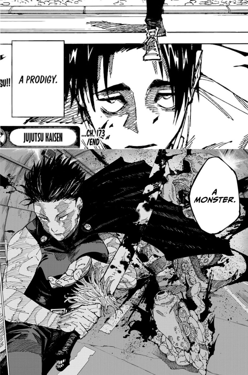 gojosatoruism's tweet photo. a prodigy and a monster. yuuta and maki have the coldest culling game entrances. https://t.co/HMLvdxGREV