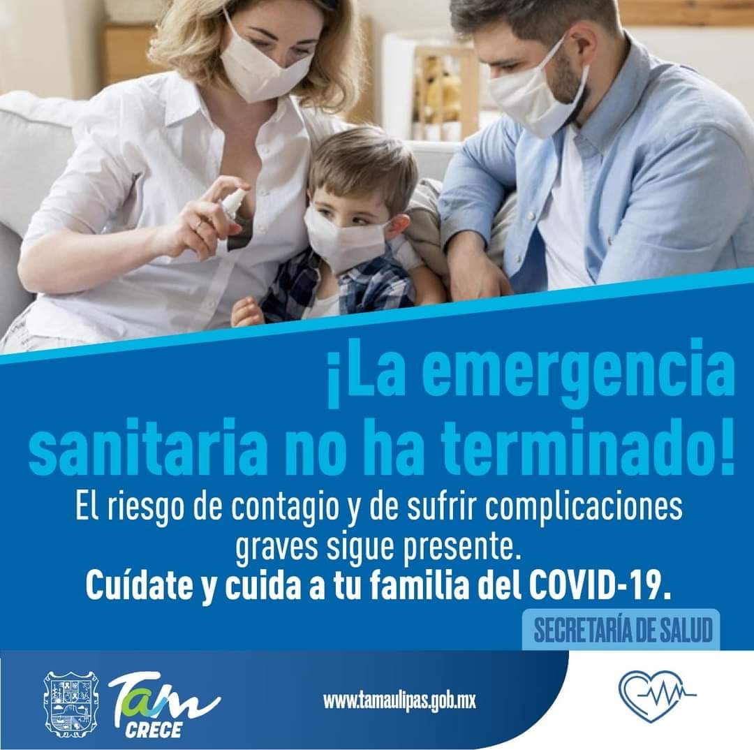 TamaulipasSalud's tweet image. La emergencia sanitaria no ha terminado y el riesgo de contagio y de sufrir complicaciones graves sigue presente. Cuídate y cuida a tu familia del COVID-19.

#NoTeConfíes #UsaCubrebocas #CuídateTú #CuidaALosTuyos #JuntosPodemos