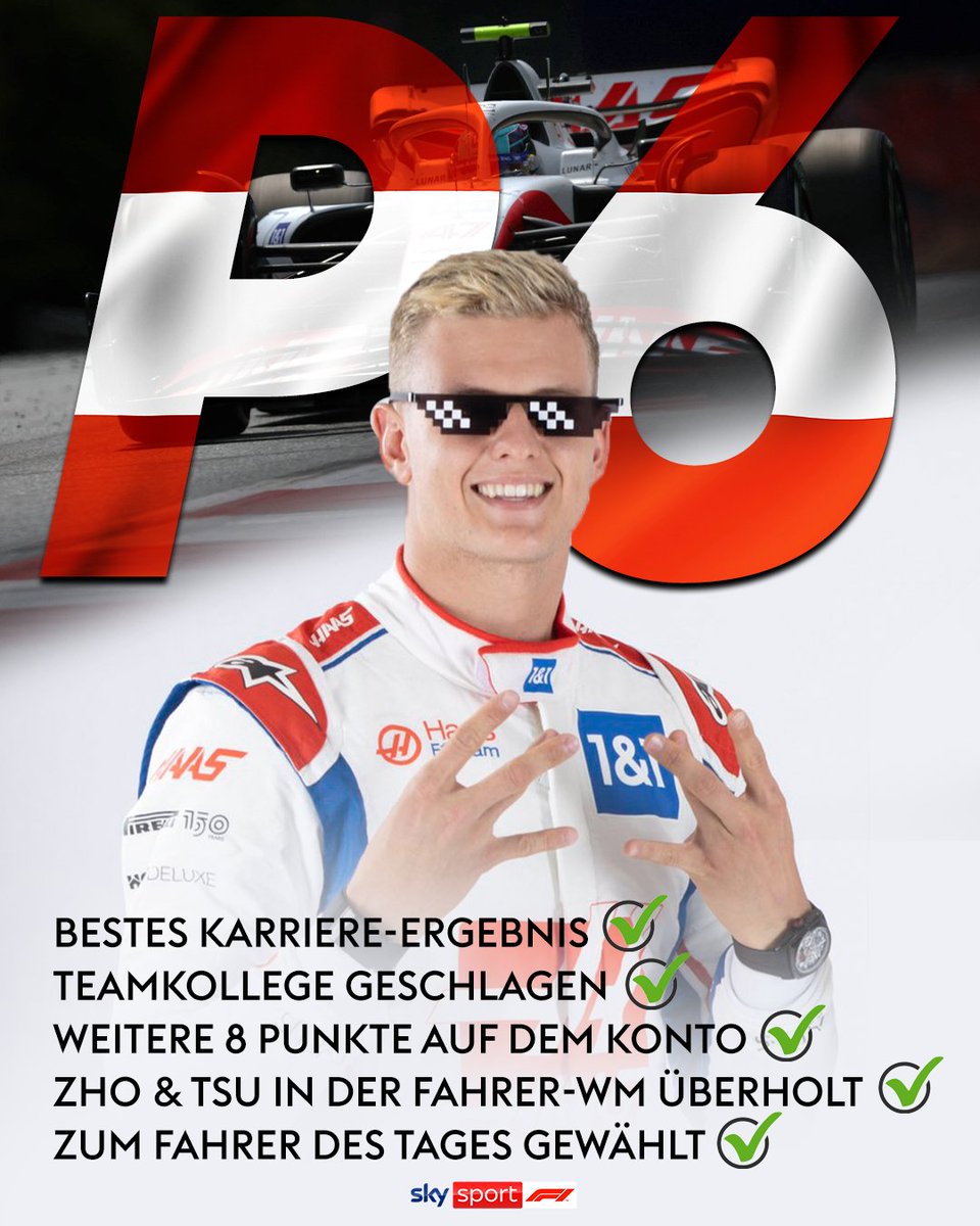 skysportformel1's tweet photo. So stark! 😍 Glückwunsch @mickschumacher 💪🏼

#SkyF1 #F1 #Formel1 #MSC47 #AustrianGP https://t.co/7uZrk2eRj1