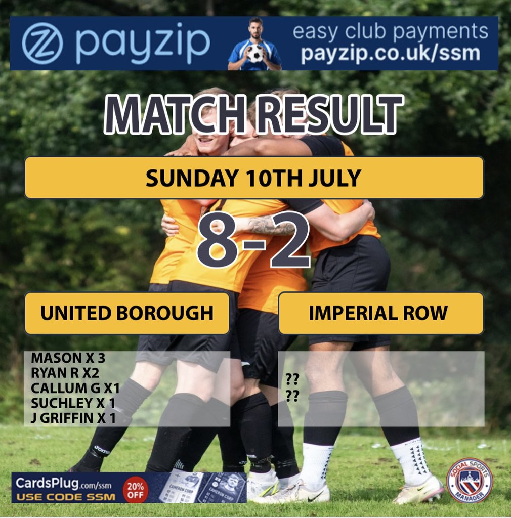 fter last weeks 3-1 defeat to Mansfield Rangers. The boys bounced back with a superb 8-2 display win against <a href="/afc_row/">Imperial Row AFC</a> . Great result and and performance from the team. 🟠⚫️