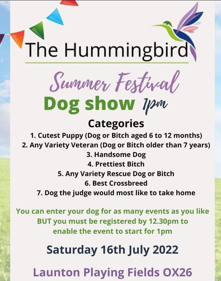 We’re looking forward to seeing you all at our Summer Festival! - A fun event for all the family… Including your dog!
We would also like to thank Jennie Fairweather (fairweatherdogtrainingclub.co.uk) for organising this event on behalf of The Hummingbird Centre
#cancersupport #festival