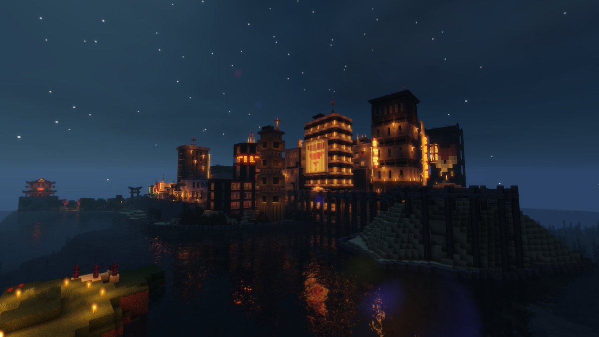 WH_Minecraft's tweet photo. I felt nostalgic so I visited @VintageBeefLP's CyberPunk city in HermitCraft 7 and before I knew it I finished building it. https://t.co/iFASBpY67F
