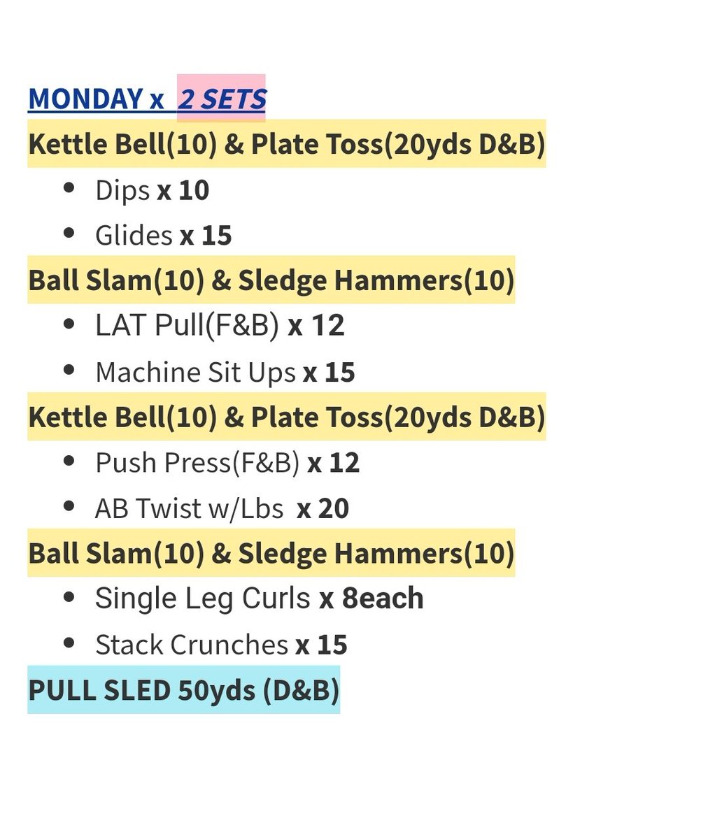 RicklanHolmes's tweet image. Workout Plan for this week
#HTCrew #CoachesStayFit