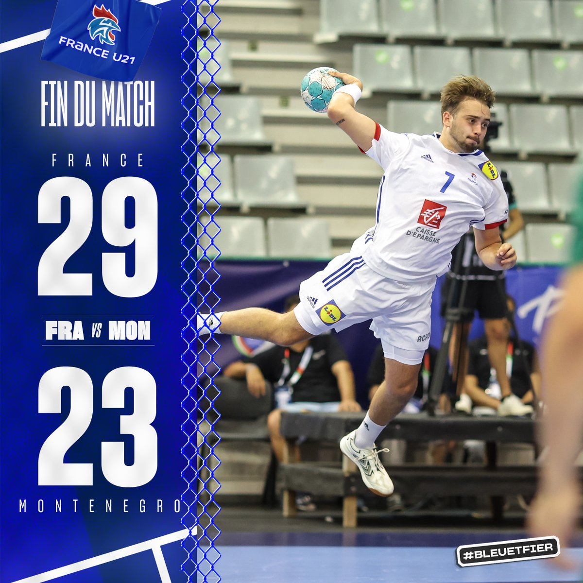 ffhandball's tweet image. Les U21 retrouvent le sourire face au Monténégro, 48 heures après la défaite contre la Suède et empochent leur ticket pour le Tour Principal de ces championnats d’Europe 😍🔥

#BleuetFier

📸EHF @BanaPhilippe @bbarbusse @SPLagarrigue