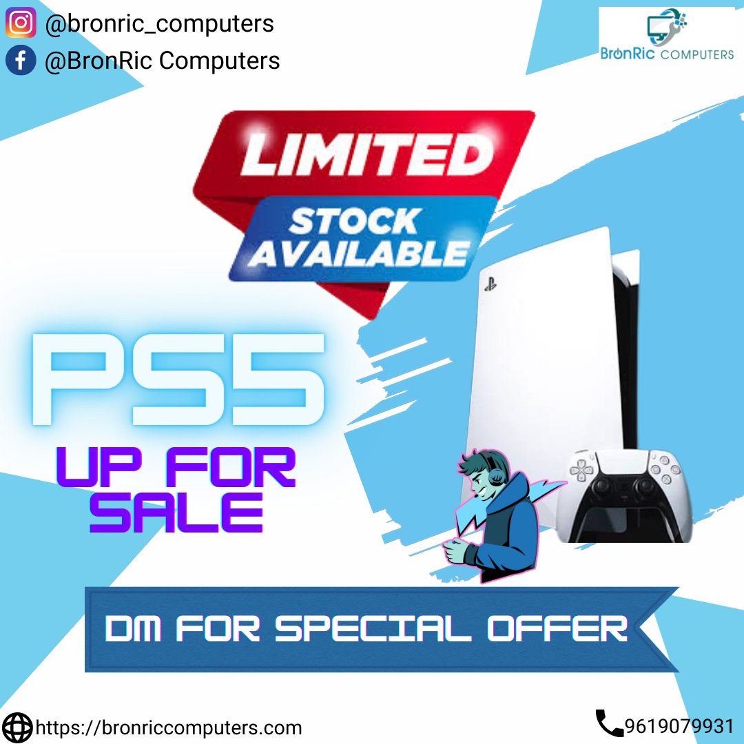 BronRicComputer's tweet photo. PS5 LIMITED EDITION SALE 🔥
Only a few pieces left!! Grab it before it's gone...

#ps5 #ps5india #playstation #gamerguy #gamergirl #bronriccomuputers #smallbusiness #gamingmemes #trending #ps5unboxing #unbox #sale #sales #flashsale #entrepreneur #playstation5  #gaming #ps #sony https://t.co/q8z0wVGrjp