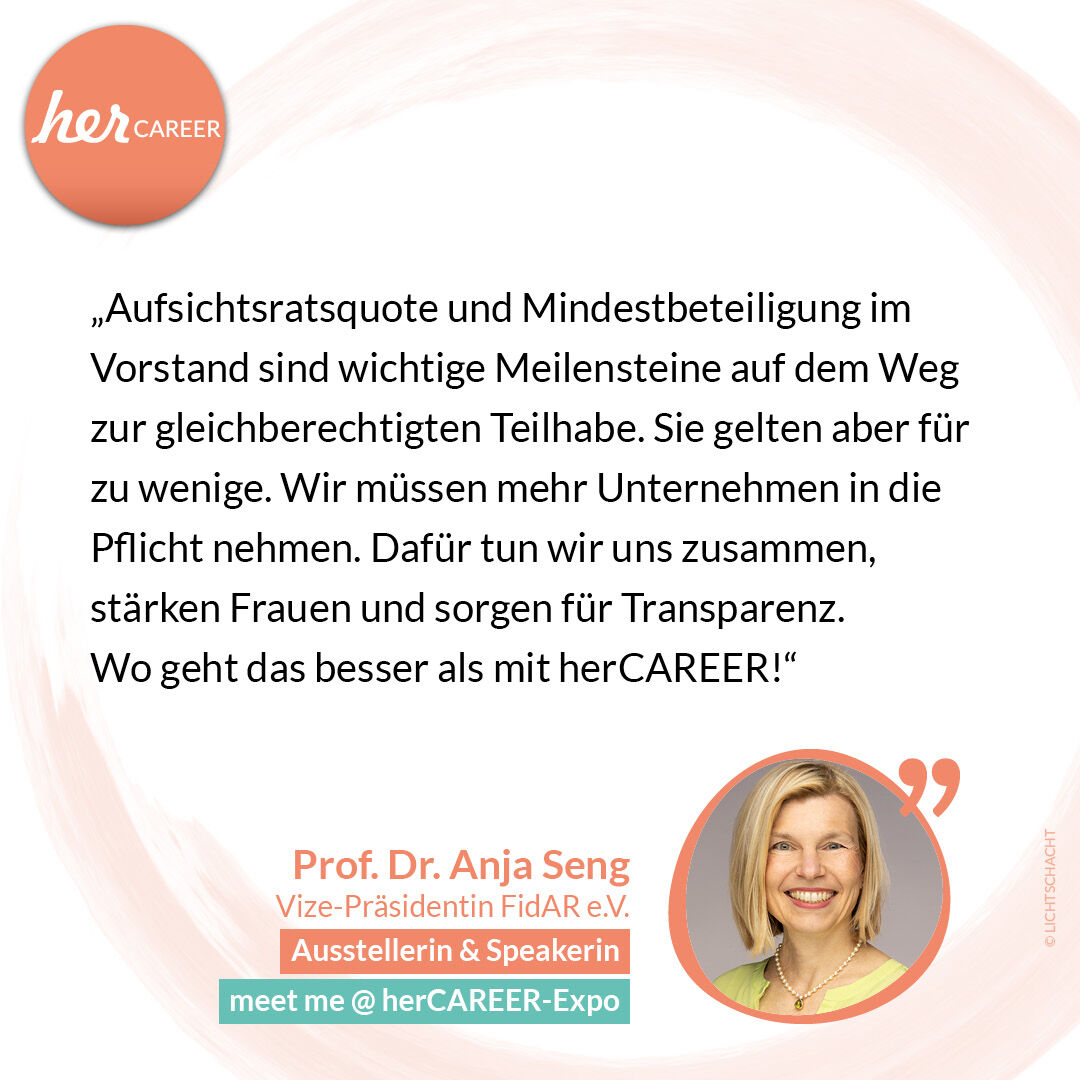 her_CAREER_de's tweet photo. 🥳 Wir freuen uns, dass @FidAReV als Aussteller:in auf der #herCAREER-Expo 2022 mit dabei ist und die Vize-Präsidentin Prof. Dr. Anja Seng die Diskussion "Wie bringen wir mehr Frauen in Führungspositionen - eine Podiumsdiskussion" moderiert 🎫 https://t.co/kRbIENse6s @FomProf https://t.co/AGHtqb7vWB