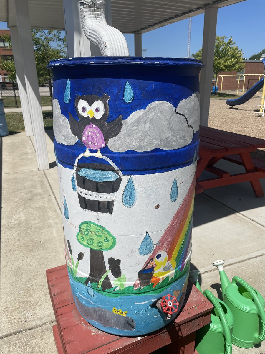 MrsMooney4th's tweet photo. Our Alden Intermediate Community Garden is growing well! The rain barrel is empty due to lack of rain though. Consider bringing a gallon of water when you visit the playground to help keep it growing. Thanks! @AldenIntSchool https://t.co/Wyx10BBbea