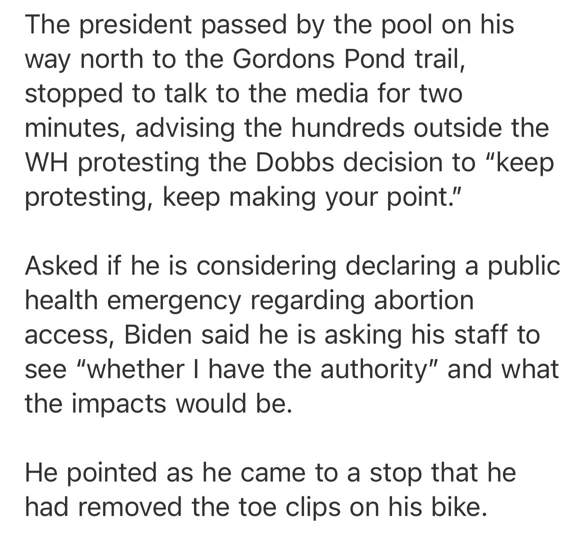 taradublinrocks's tweet photo. I LOVE MY PRESIDENT! Joe Biden is encouraging the peaceful protest of Dobbs while also having enough of a sense of humor about himself to address Bikegate 😎 #LetJoeLive https://t.co/uRhEenCnQr