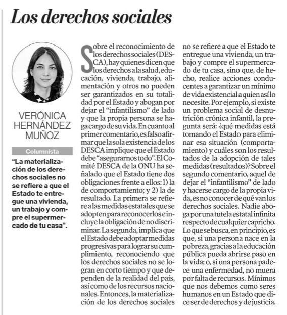 VeronicaLHM's tweet photo. Hoy les quiero compartir una brevísima opinión sobre los derechos sociales, publicada en @elcomerciocom 

¿Cuáles son las obligaciones del Estado frente a los DESCA? https://t.co/aPo89w3FFC
