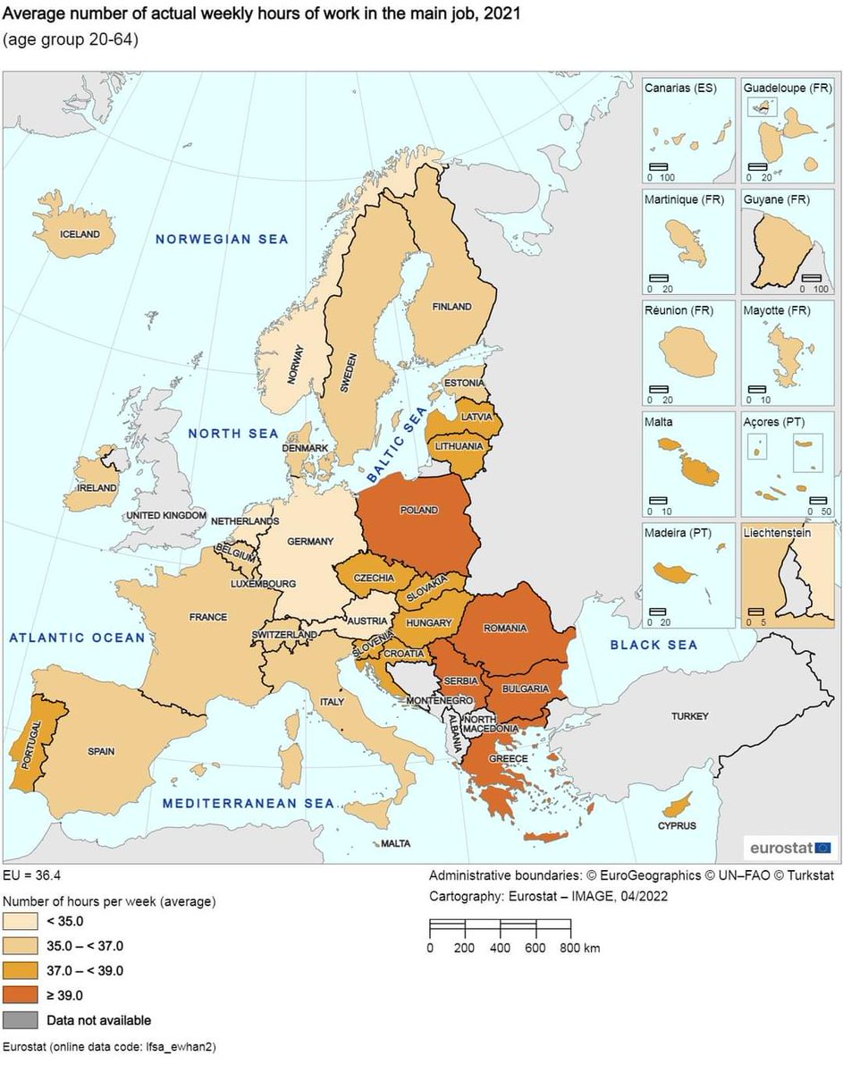 Skalinskalin's tweet photo. Ile godzin w tygodniu pracują Polacy?
👉Wg Eurostat to niemal 40h
👉Średnia europejska to 36h
👉Najmniej pracują Niemcy (34,5h), Norwegowie (33h), Austriacy (33h), a przede wszystkim Holendrzy (31h)

#gospodarka #praca #4dni https://t.co/7slZmVaBxd