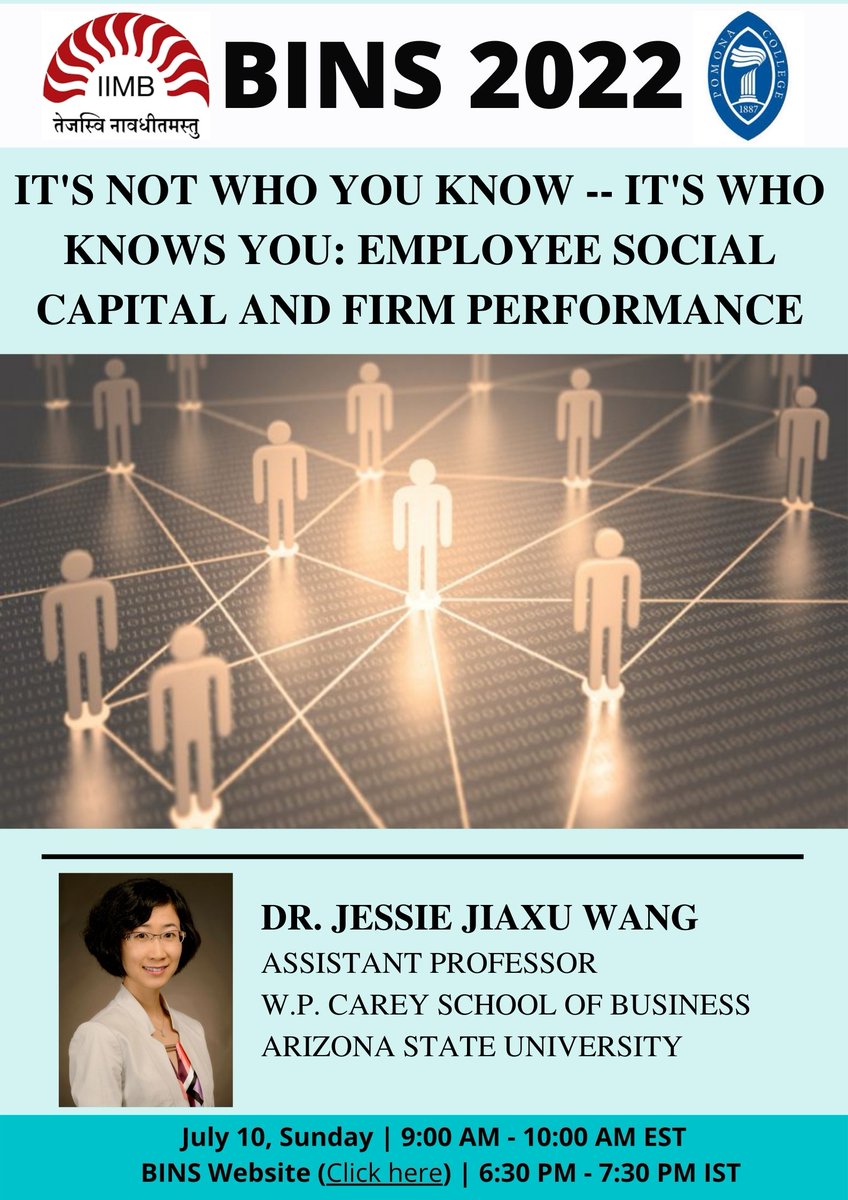BINS_conference's tweet photo. Jessie Jiaxu Wang (@JessieJiaxuWang) speaks about her research with @drumcdk ,Lyungmae Choi and Michael Hertzel on Employee Social Capital and Firm Performance at @BINS_conference.

Please register: https://t.co/AxLZGUGb0Q

#EconConf #EconC4P #diversityinbusiness #EconTwitter https://t.co/YeUSLQLvoC
