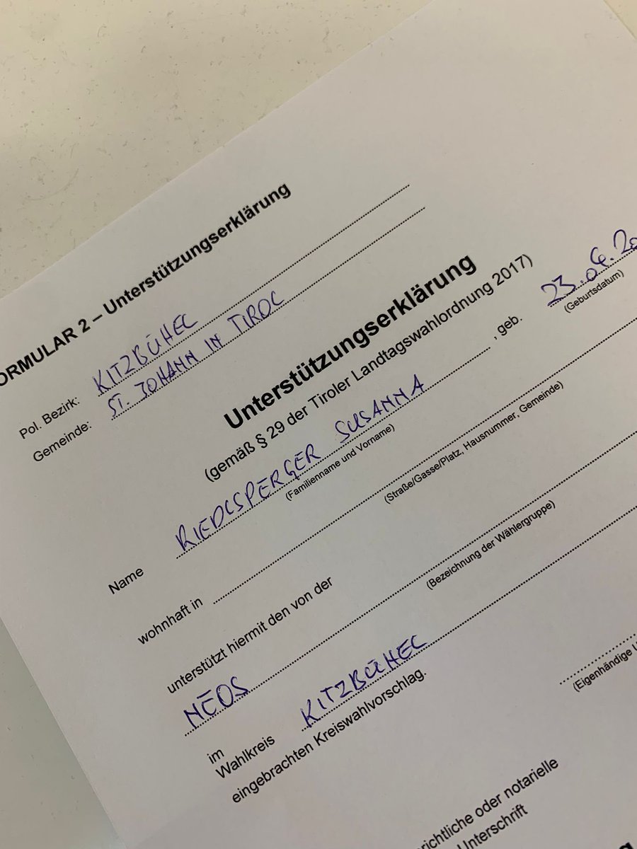 Und wieder einmal startet das Unterstützungserklärungs Sammeln für Kleinparteien.
Warum das in Tirol immer noch nicht digital möglich ist, versteht auch keiner. #ltw22