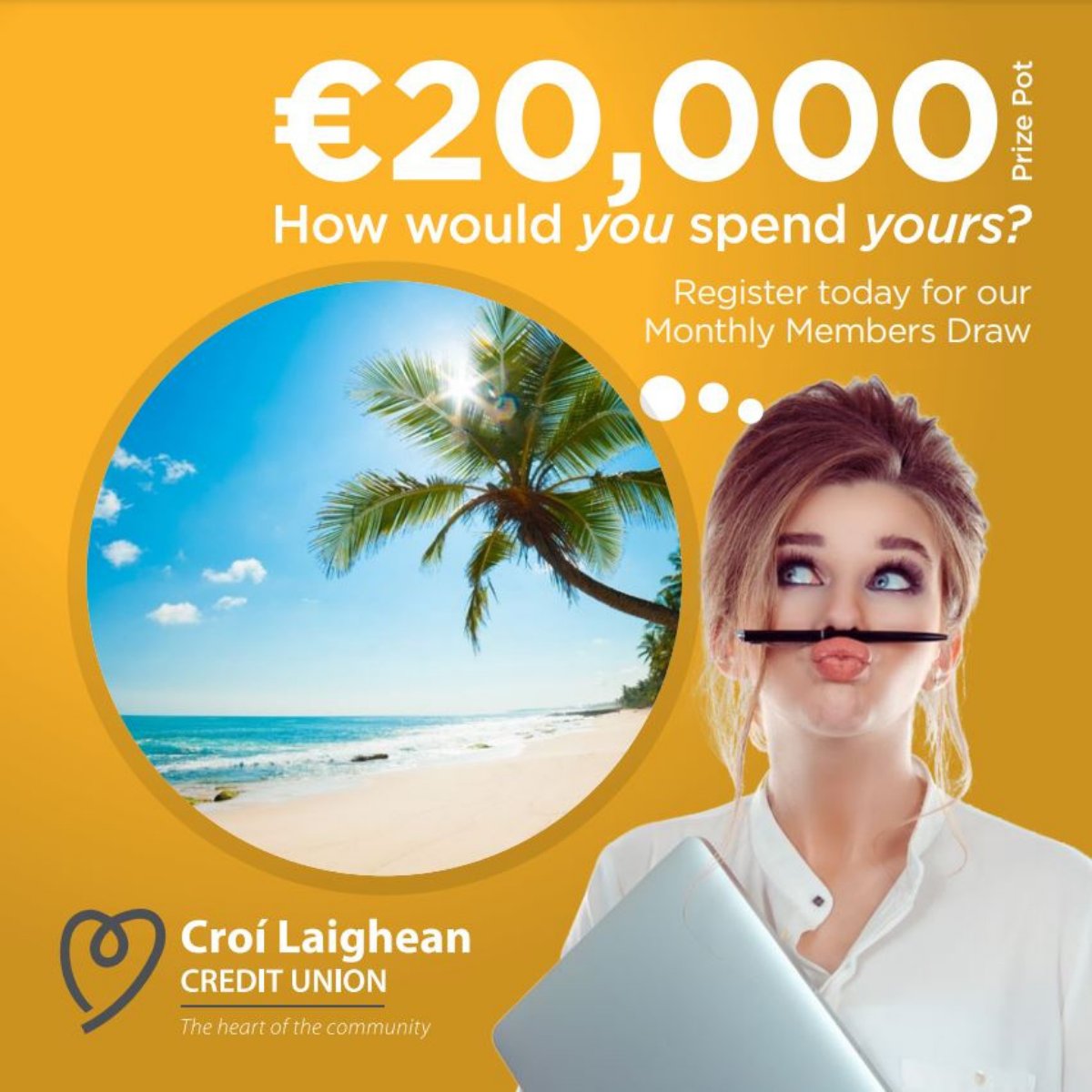 CLCreditUnion's tweet photo. Our Members Draw takes place next week! Every month, five lucky Members get the chance to share a prize pot of €20,000! 🙌 Even better, at just 67 cents per week - it costs less than a cup of coffee to enter!
Learn how to register: https://t.co/Vjt2RC3jkq
#MembersDraw #Ad https://t.co/Gvq4IxFtYA