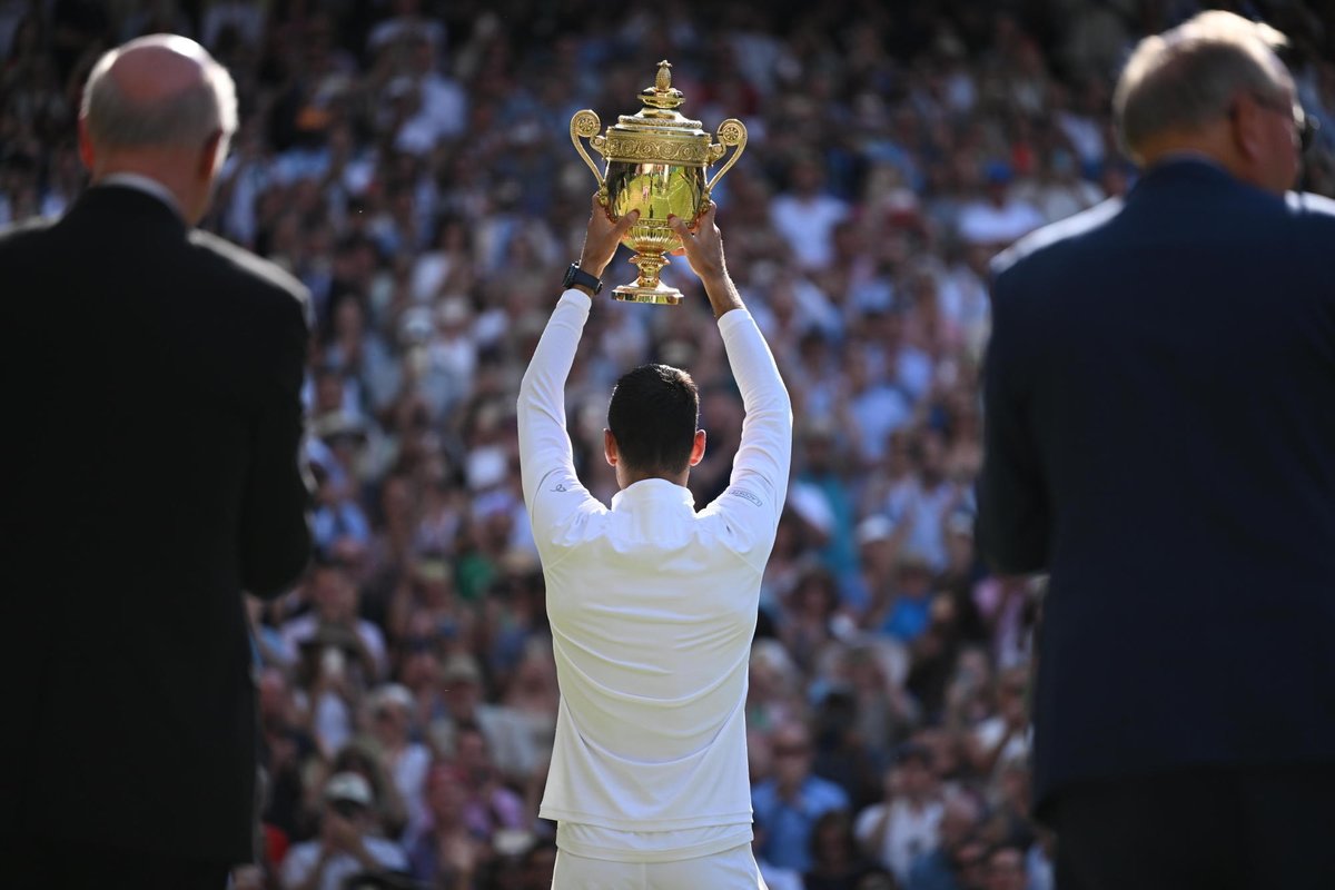 Back in his hands ​🏆 #Wimbledon | #CentreCourt100 | @DjokerNole