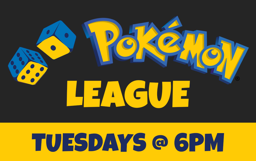 It's almost Tuesday #Pokemon Players! See you this week at our #PokemonLeague 😀

Starts at 6PM
$5 entry, includes a pack
Standard format, no decklist needed. Everyone is welcome to play!