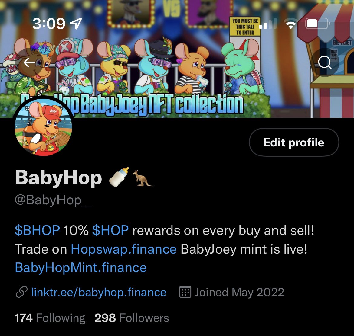 BabyJoeyNFT's tweet image. Just 2 more!!! Like and RT this and help us smash 300 followers!!! 
BabyHop.finance 
BabyHopMint.finance 
discord.gg/eFGqwuM5
#crofam #cro #crofam #CronosNFT #LFCROOOO

We HOPe everyone’s having/had a GEAT WEEKEND