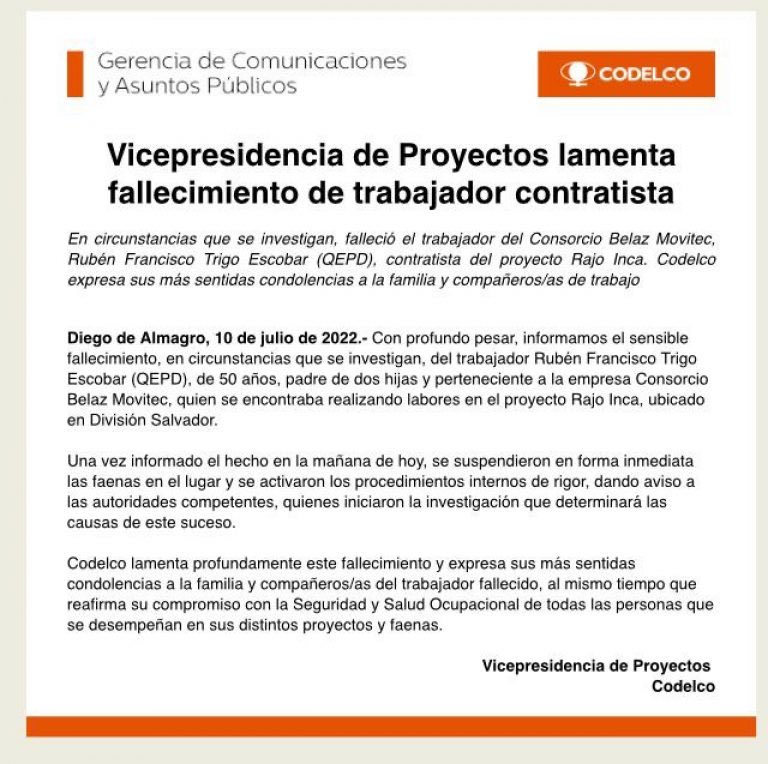 Sindicato nacional Interempresa de la Mineria.SIM. tweet media