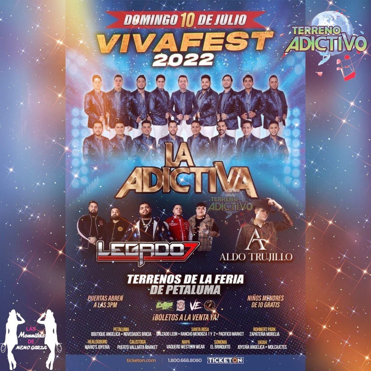 LadyLaura3103's tweet photo. Domingo 1️⃣0️⃣ de Julio 🤩 La @adictivaoficial se presenta en #Petaluma C en la #PetalumaFairgrounds🌴

¡NO TE LO PUEDES PERDER! 

#NosotrasNosQuedamosContigo 💓
#EnamoradoYFfeliz 😍 
#SeDiceFácilTour
#MMH
#M2037
#TerrenoAdictivo
@memogarzaa
@ELVIAGARCIA121 https://t.co/SjbQblXBDp