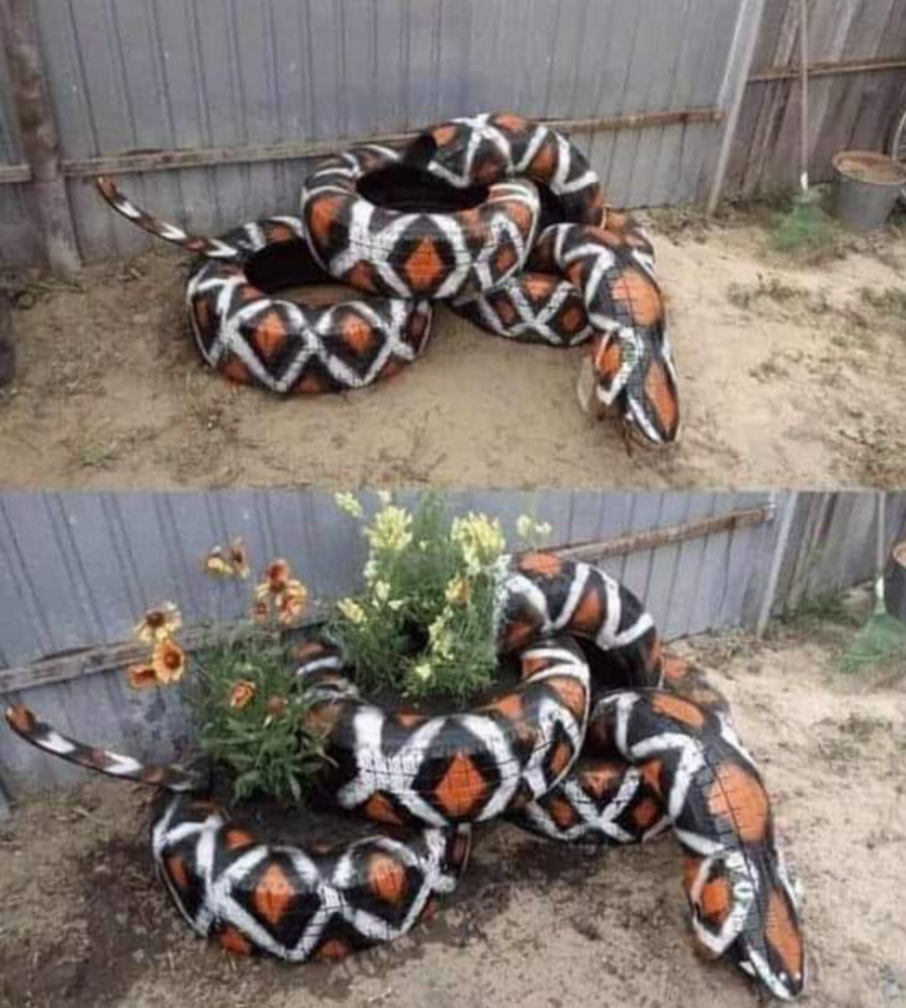 Украшения для сада из покрышек