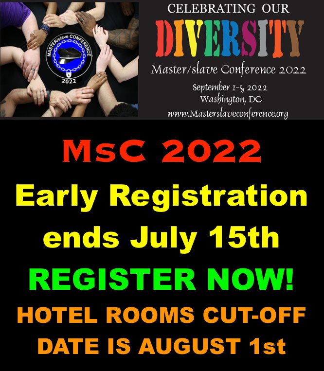 MsCNews's tweet photo. Only 5 days left for early registration!

Register today by visiting:
https://t.co/2j9givFDeJ

RSVP on Fetlife here:
https://t.co/GjKxtjkz6X

Facebook: 
https://t.co/bCktQ8Ni1N

Instagram:
https://t.co/CDozKZKI3Y https://t.co/87JdwJlA5B