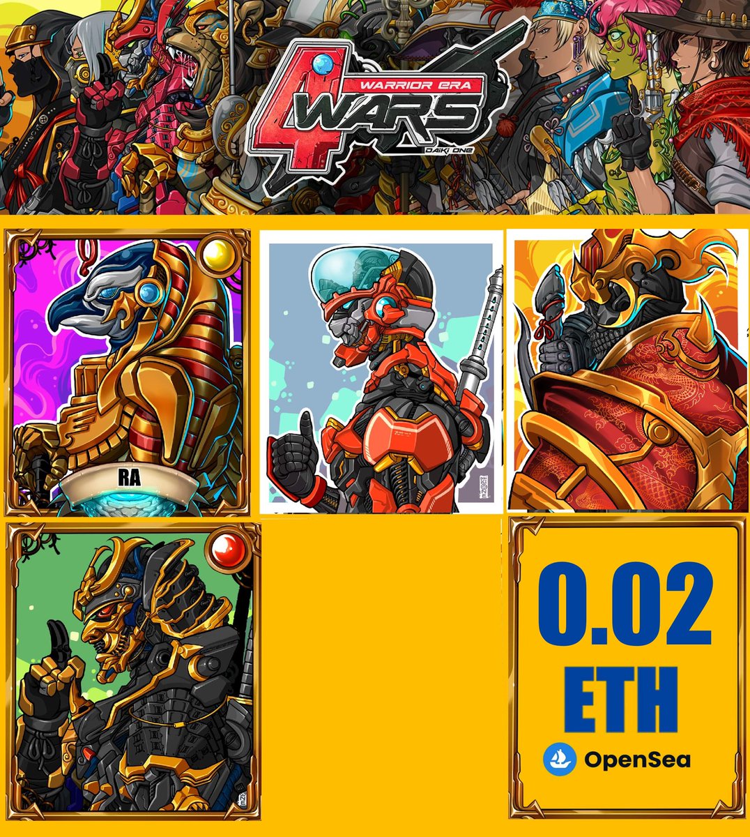 new drops for to day "4 wars" on opensea
Discord▶️▶️.  discord.gg/2RkBeRW2
Opensea▶️▶️. opensea.io/collection/4-w…

#OpenSeaNFT #NFTCommmunity #NFTMarketplace #NFTThaicommunity #NFTcollections #NFTs #NFTTHAILAND #NFT買います #NFTJapan #NFTdrop #nftindonesia