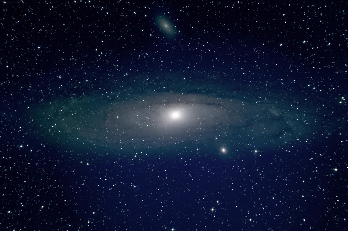 Image showing Andromeda Galaxy (M31), M110 surrounding stars imaged from Cazadero, CA between 1 and 3 AM on July 10, 2022 with Skywatcher 130PDS and Nikon D850. 