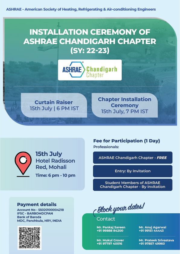 ASHRAECHANDIGA2's tweet photo. Curtain Raiser &amp; Chapter Installation Ceremony

ACCCON Conference on theme 'VAARTA'

#myashrae #ashrae #chd #conf

@ashraenews @ASHRAE_RAL @ASHRAE_Journal @ashraepune @ashraemumbai @torontoashrae https://t.co/9KT3t8UMxT