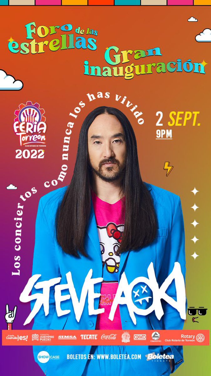 Con <a href="/steveaoki/">Steve Aoki</a> nada más y nada menos Inauguraremos nuestra edición 75 de la <a href="/feriatorreon1/">Feria de Torreón</a> top nivel mundial 🌎🧞‍♂️✌🏽 Iniciamos venta proximO miércoles 13 Julio boletea.com
