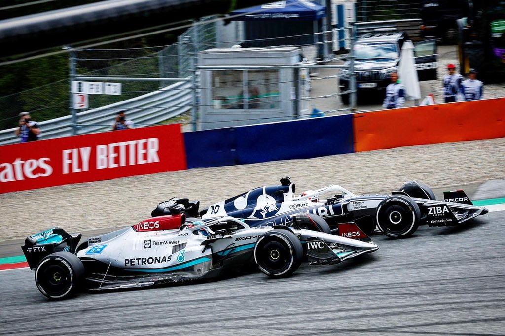 GeorgeRussell63's tweet photo. P3 to P17 to P4. Great recovery but a shame to get the penalty plus the front wing change. Big thanks to the team for the continuous hard work. Let’s keep pushing! 👊 https://t.co/ndNVq4tQIK