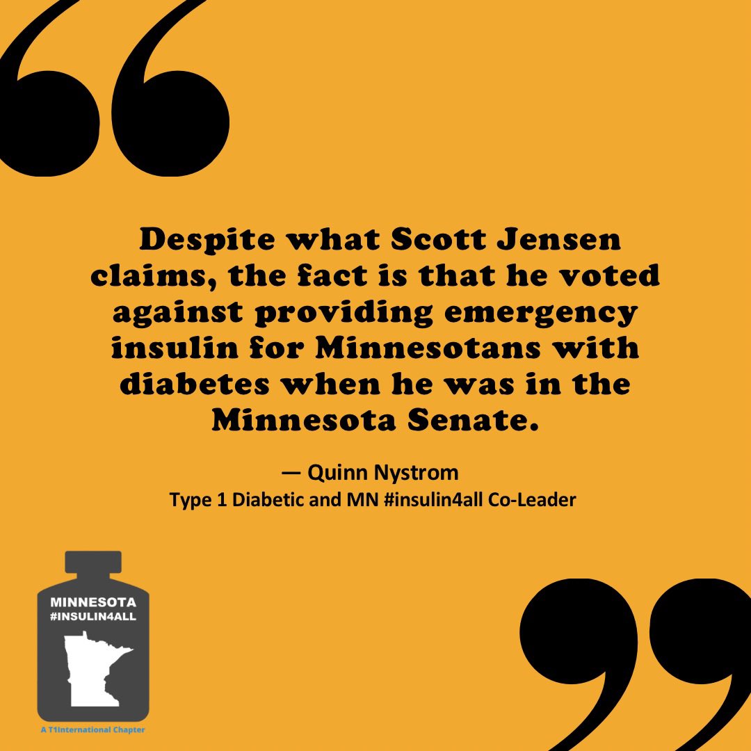 Scott Jensen voted against providing emergency insulin for Minnesotans with diabetes.
