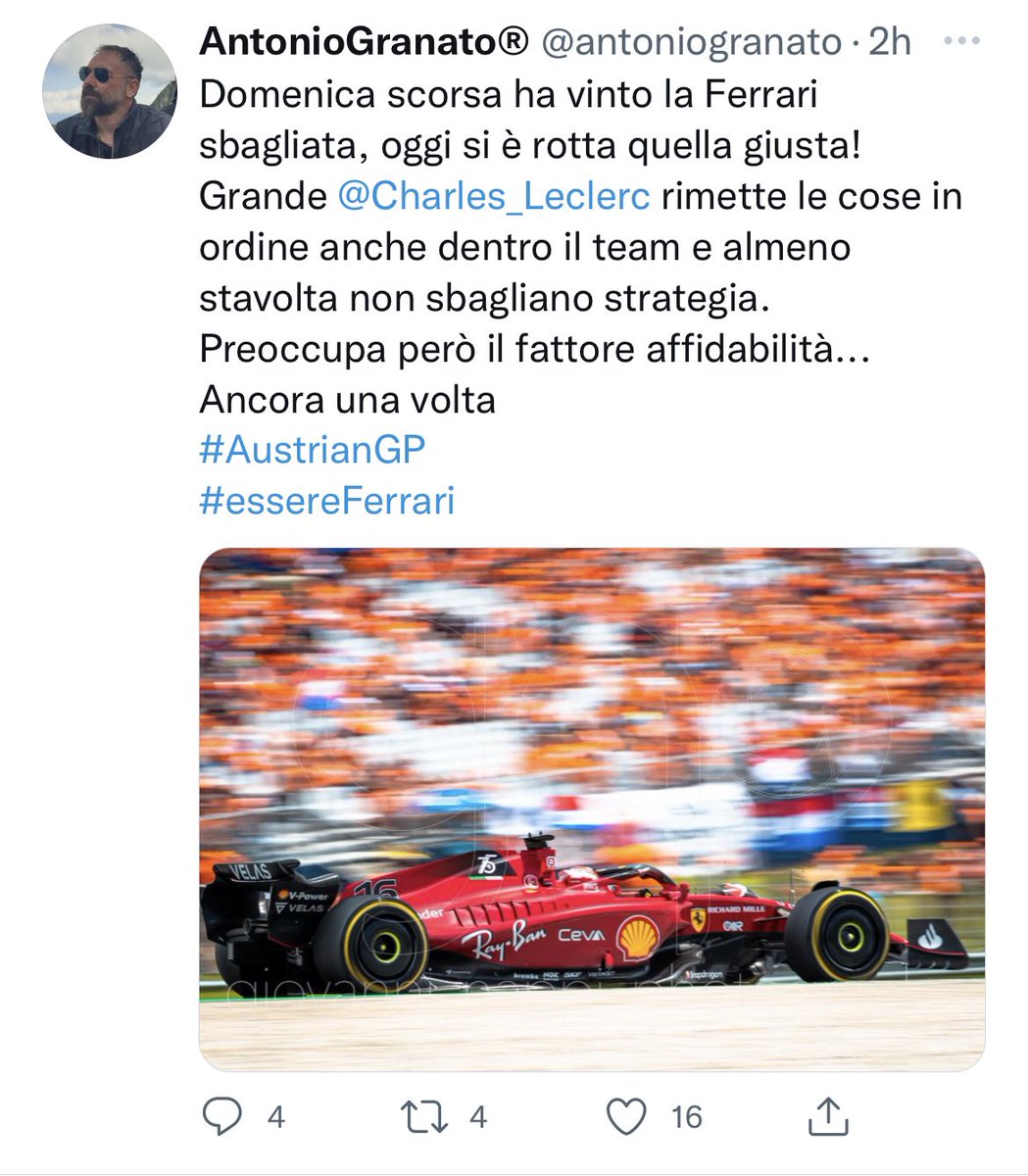 la_granata's tweet photo. “Si è rotta la Ferrari giusta”
Stile Granato…..
#Pittalk #essereGranato https://t.co/WLk9xS3QIJ