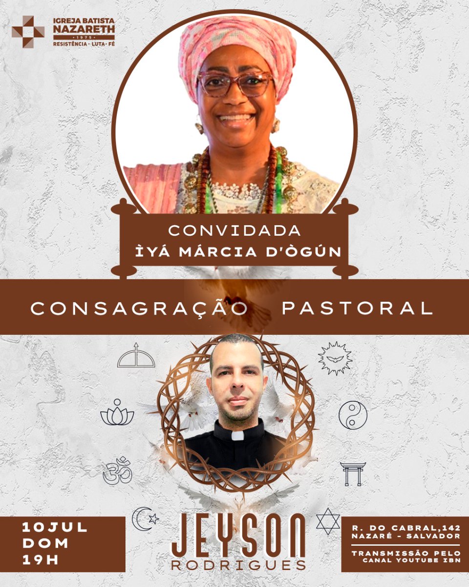 IgrejaNazareth's tweet photo. Concílio de Consagração Pastoral de Jeyson Rodrigues. Chega junto que vai ser mais um dia impactante da história de nossa igreja!

16h: Concílio 
19h: Culto https://t.co/qWFaLYjG4Z