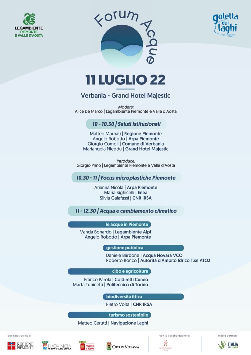 golettadeilaghi's tweet photo. 🚣♀️Domani #GolettadeiLaghi 2022 approda in #Piemonte per tre giorni ricchi di appuntamenti, tra #ForumAcque, #LakesDays e i risultati dei monitoraggi di @Legambiente sui #laghi Maggiore, d'Orta, Avigliana e Viverone
🗓️Tutti gli eventi da non perdere 👉https://t.co/Lk9usseKce https://t.co/wm1jqrK1mH