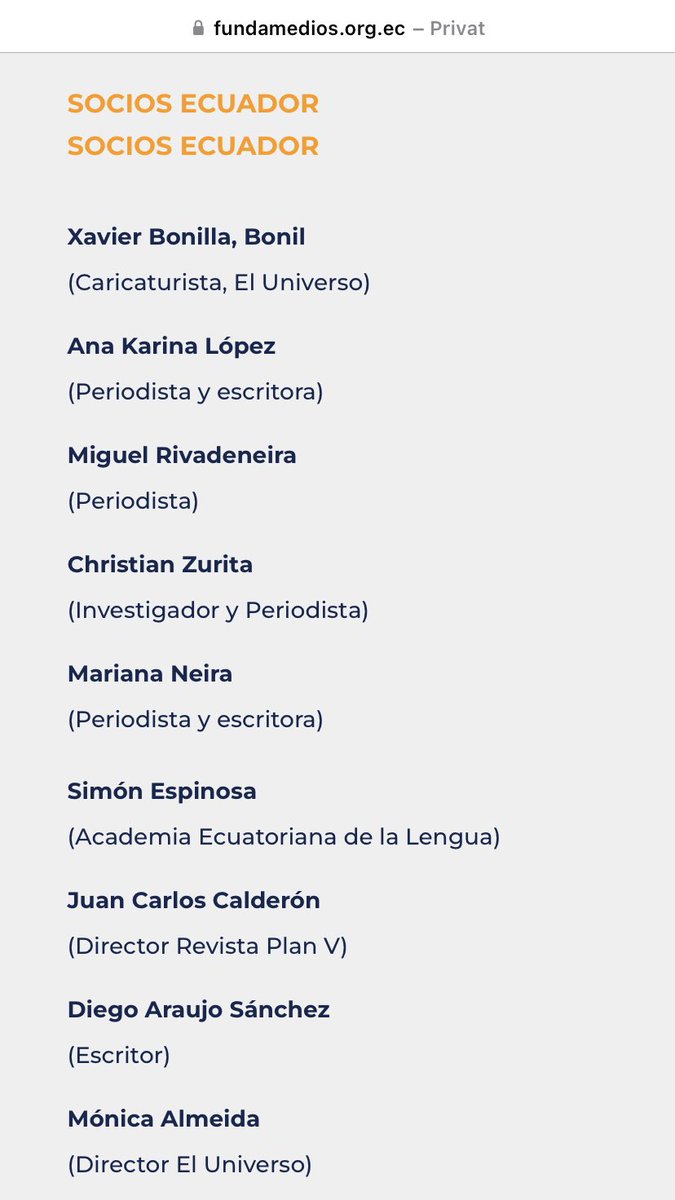 chiguijaecuador's tweet photo. @FUNDAMEDIOS @ecuavisa @jcarlosaizprua Fundamedios  y #Neutralidad ? Q va!
Basta ver quién es el fundador y colaboradores.

Lástima por la #Verdadera #LibertadDeExpresion y #DerechoALaInformacionVeraz

@MashiRafael tiene el estatus d #RefugiadoPolitico d 🇧🇪 eso no lo recibe 1prófugo.

#Corrijan! https://t.co/g2IiQAiLMq