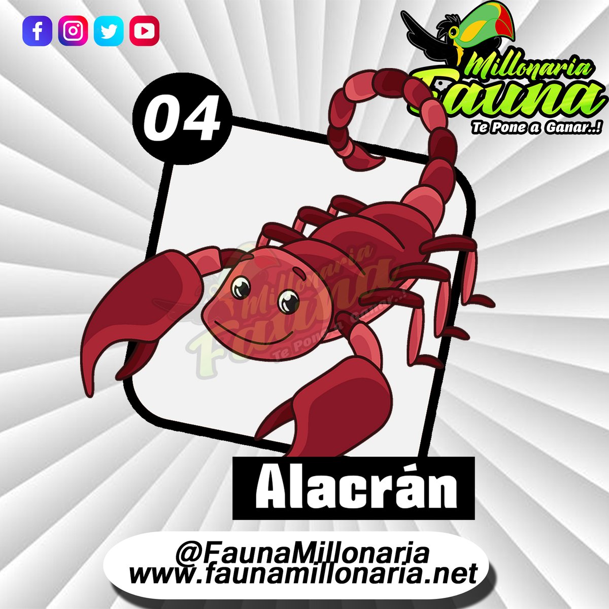 Fauna Millonaria 
Fecha 10/07/2022 
Hora : 1:30 Pm 
04 Alacran
Telegram - t.me/minifauna                    
Web : faunavzla.net