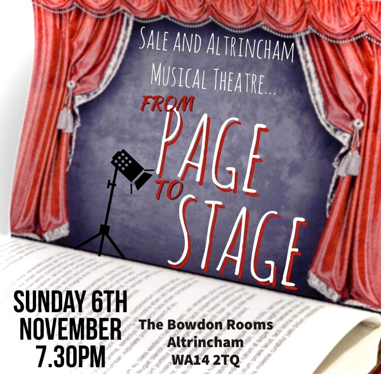 samtheatre1's tweet photo. Back by popular demand..we return to the magnificent @TheBowdonRooms on 6th Nov at 7:30pm. The concert is based on musicals that started life as a book or novel! #FromPagetoStage ….tickets available soon. https://t.co/uaT0CCLjNg