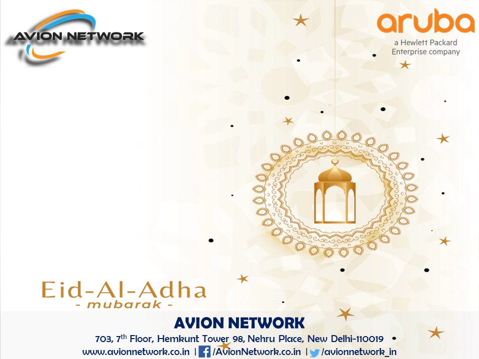AvionNetwork_IN's tweet photo. Eid Mubarak to All! May the auspicious occasion of #EidAlAdha  spread the spirit of togetherness, foster harmony, peace and happiness for all.
#Aruba #ArubaION #Avion_Network #Networking #Switches #Access_Points https://t.co/2zTDzOd9L4