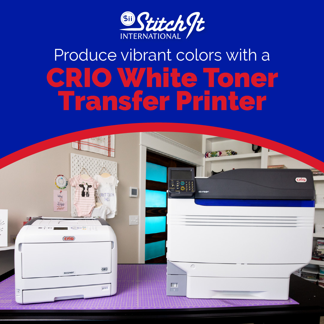 Stitch_it_Intl's tweet photo. CRIO White Toner Transfer Printers make it easy to produce vibrant colors on light and dark apparel, hard goods, promotional merchandise, and more! 🔥 Get yours at the Sii Store now. > https://t.co/8vJo9zqHuv https://t.co/XmY9ulVbQu
