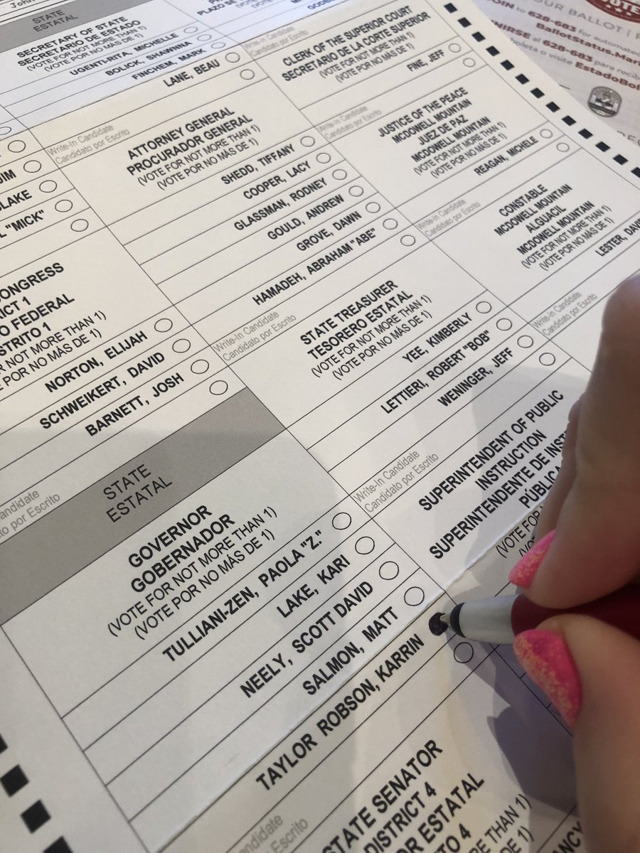 CCorieri's tweet photo. Starting w/ the easiest choice of the day - voting for @Karrin4Arizona to be Arizona’s next Governor. Karrin is the most qualified candidate, well versed in important policies &amp; a true conservative who continue to grow our economy, protect our freedoms &amp; represent our state well. https://t.co/lpYtEZki1O